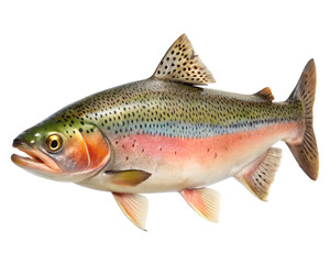 Obraz premium trout isolated on white background. PNG Transparent file type with high definition quality And vibrant color grading Available.