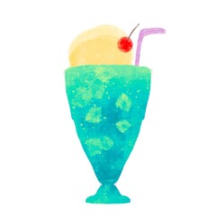 Retro Blue Cream Soda in Vintage Parfait Glass