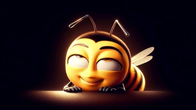 Animation of a 3D cute adorable bee cartoon