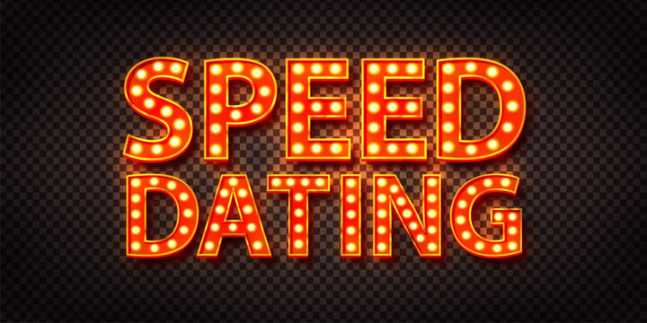 Vector marquee neon sign of Speed Dating isolated on the transparent background.