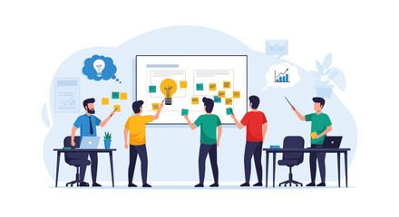 Brainstorming Business Ideas And Teamwork In Modern Office Environment