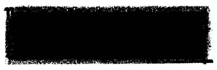 Thick black rectangle with solid ink fill and distressed grunge edges. Vector illustration for bold artistic or graphic use.