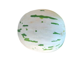 At a lively farmers market in Spain, a farmer showcases the distinctive Melon de Sapo, or frogskin melon, highlighting its unusual green-striped skin and fresh, organic appeal.