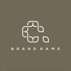 line art initial C or Q leaf shape vector logo