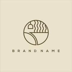 restaurant line art with circle logo vector