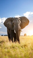 Fototapeta premium Elephant in golden field