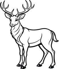 Fototapeta premium Elegant stag with large antlers standing gracefully on a white background
