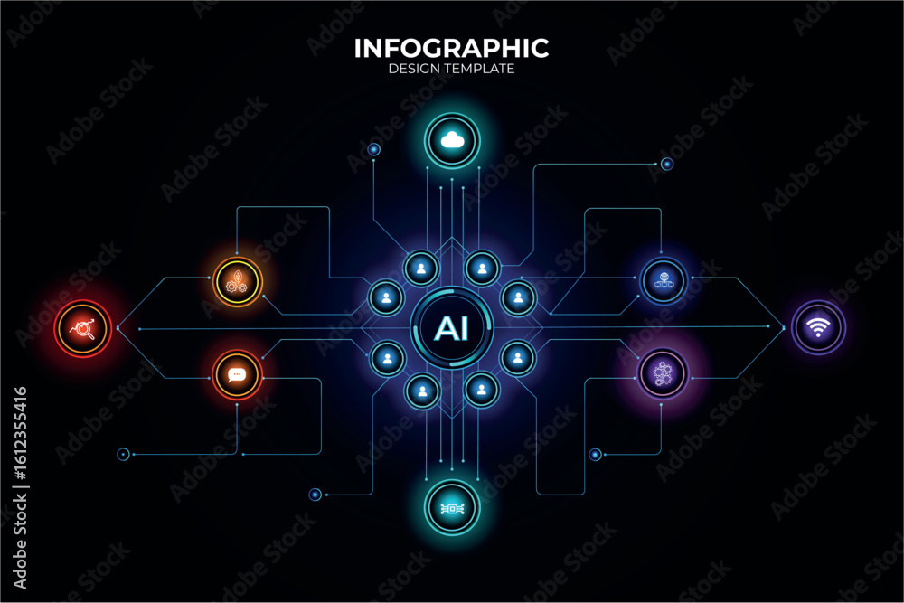 Fototapete infographic template for data analysis with dashboard chart infographic icons for business strategy 