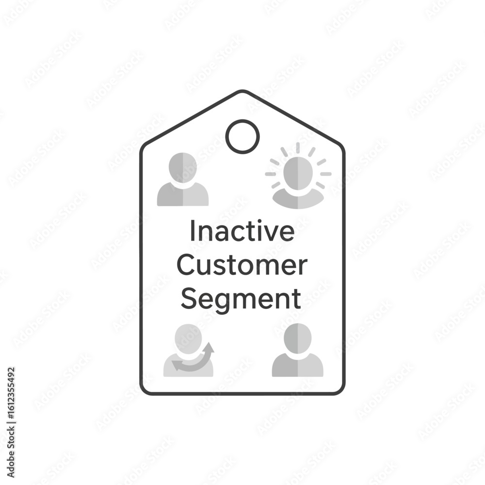 Poster a graphic representation of an inactive customer segment, featuring icons and text.