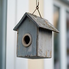 Wooden Birdhouse Hanging.