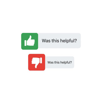 Illustrative depiction of positive and negative feedback options with thumbs up and down icons.