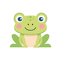 Fototapeta premium An adorable cartoon frog with big eyes and a cheerful smile, evoking a sense of joy and playfulness.