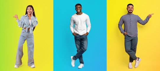 A vibrant collage showcases a diverse group of people smiling and engaging playfully against...