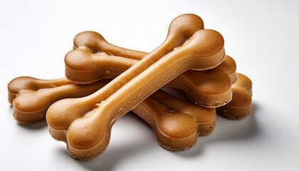 stack of bone shaped dog biscuits isolated on a white background perfect for pet food advertising and promotional materials