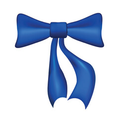 Blue gift bow, flat ribbons isolated on white background. Ribbon banner vector illustration. Holiday lace.