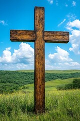Wooden Cross in Field. (1)