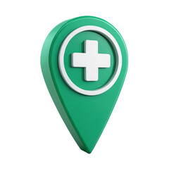 Fototapeta premium Green medical pin isolated on transparent background