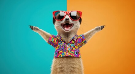  Happy Meerkat Wearing Sunglasses