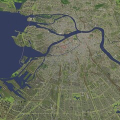 3D illustration of city and urban in Saint Petersburg Russia
