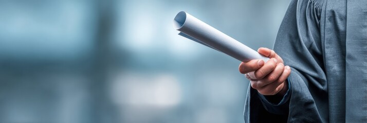 Man Holding a Fraudulent Diploma Linked to Job Scams in an Office Setting With a Soft Background