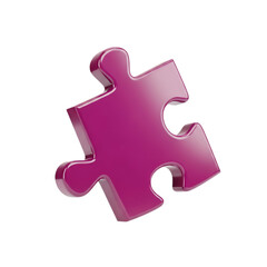 Fototapeta premium Magenta Puzzle Piece Isolated on Transparent Background Solution and Connection Concepts Visualized
