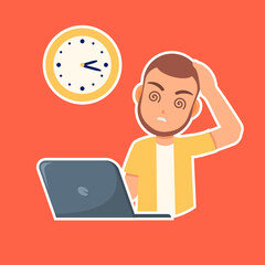 Time Pressure Illustration: A person's eyes swirl, embodying the relentless ticking of a clock alongside, accentuating the overwhelming sensation of being pressed for time.