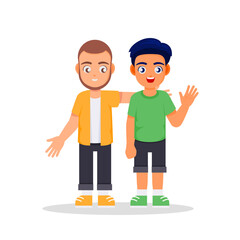 Father and Son in Unity: Capturing a tender moment as a father embraces his son, fostering a heartwarming bond through a gesture of camaraderie and mutual affection. 