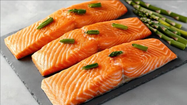 A delicious gourmet seafood dish featuring fresh cooked salmon with garlic and parsley. Ready to be served as a nutritious meal.