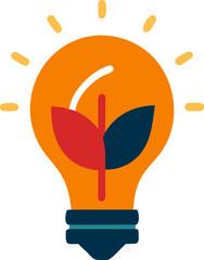 Fototapeta premium Lightbulb with a plant, green energy or eco-friendly icon 