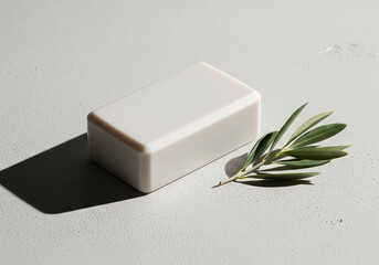 Handmade Soap Bar on Concrete Mockup