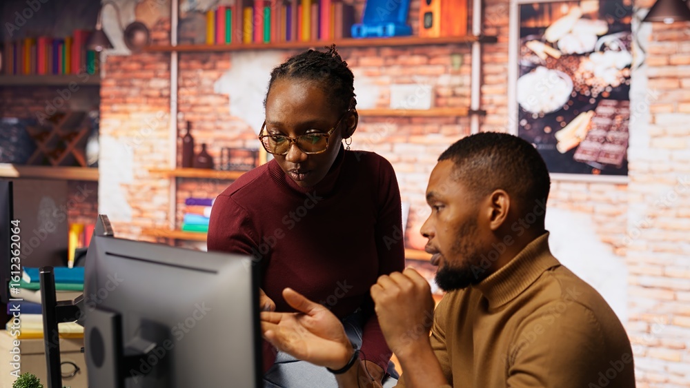 Poster teamworking programmers creating deep learning models analyzing data in artificial intelligence deve