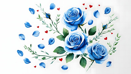🔹Title
Beautiful bouquet of blue roses and hearts, colorful floral arrangemen