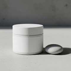  Minimalist Face Cream Jar Mockup on Concrete