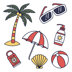 Summer Beach Elements &ndash; Flat Vector Pack of Holiday and Sea Icons