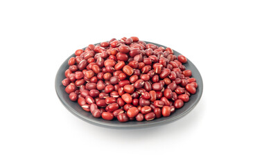 Red adzuki beans isolated, raw azuki bean pile, Vigna angularis legume seeds, dry red mung bean