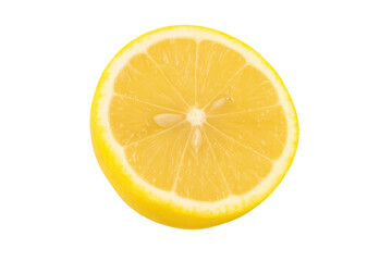 Lemon slice with transparent background showing seeds and juicy pulp