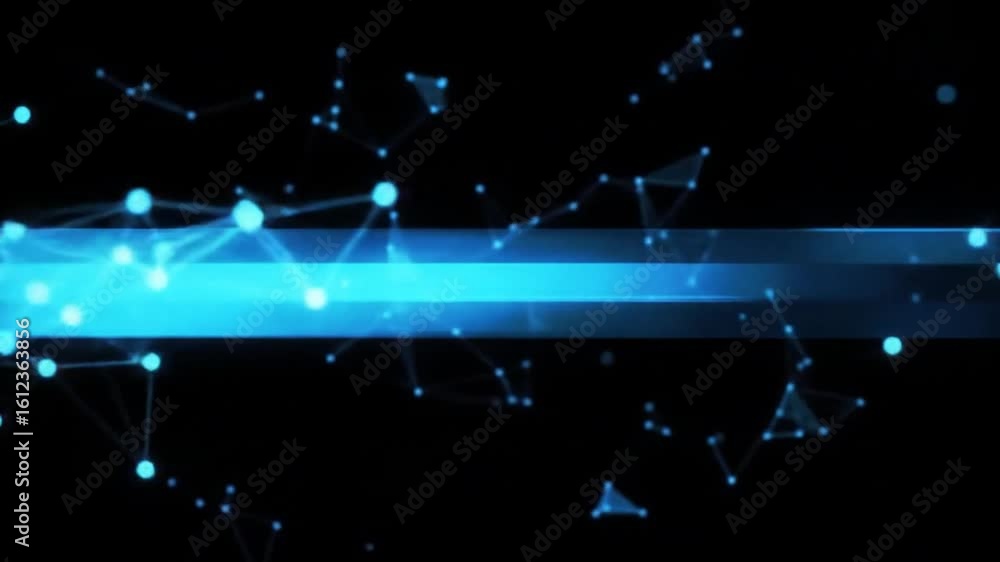 Poster luminous cybernetic particles and network connections flow across a digital information highway.