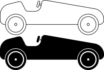 side view gravity racer or soapbox car icon set