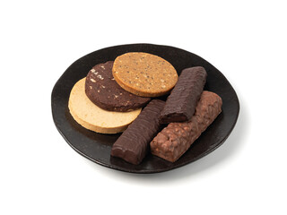 Protein bar and cookie set, different energy paleo snacks, various healthy cereal flapjacks