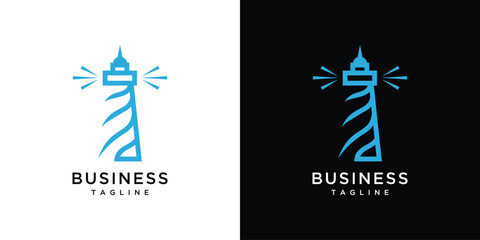 lighthouse logo design, lighthouse logo vector made with line