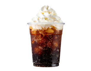 Dirty soda with soda bubbles and cream topping PNG 
