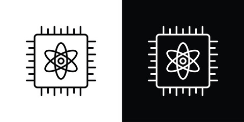 Obraz premium Quantum computing icon. linear style sign for mobile concept and web design.