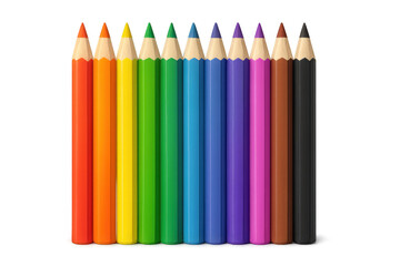 Set of colored pencils standing on transparent background