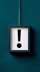 Minimalist Exclamation Mark in Dark Teal Framed Wall Art
