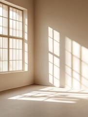 Sunlit Room Corner with Window and Shadow Patterns Minimalist Interior Design