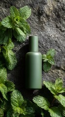 Refreshing Mint Essential Oil in Green Bottle Mockup