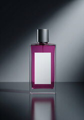 Pink Perfume Bottle with Blank Label Mockup