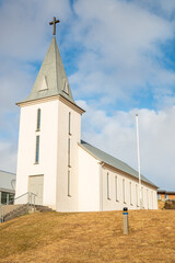 Church of town of Hvammstangi in Iceland
