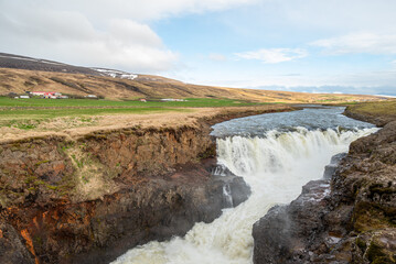 The waterfall of Kolugljufur in North Iceland