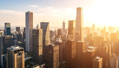 City skyline at golden hour